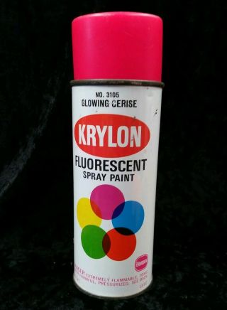 Vintage 1968 Krylon Fluorescent Glowing Cerise Spray Paint Can Graffiti Empty