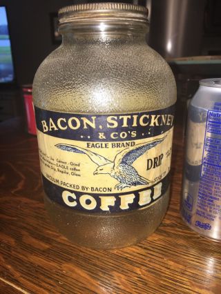 Bacon & Stickney Brand Antique Advertising Coffee Jar Not Tin