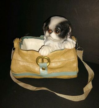 Cute " Japanese Chin Dog " In A Purse Statue Or Figuring / Planter.