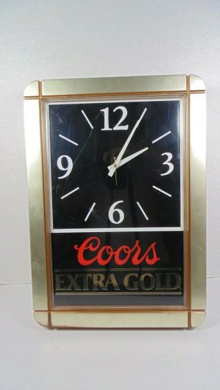 Vintage 1988 Coors Extra Gold Plastic Advertising Bar Analog Clock Perfect