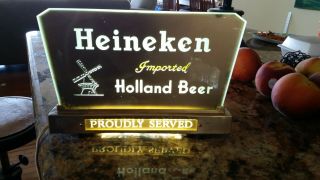 Vintage Heineken Lighted Glass Counter Display Beer Sign