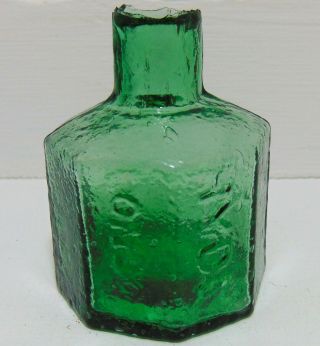 Crude & Rippled Green Hyde Of London Octagonal Ink Bottle C1885 - 90