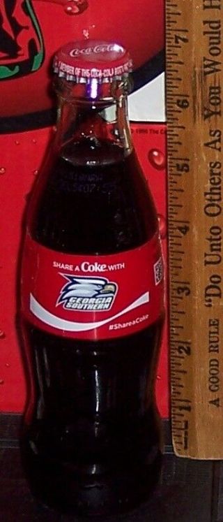 2018 Coca Cola Share An Ice Cold Coke With Georgia Southern 8 Oz Glass Bottle