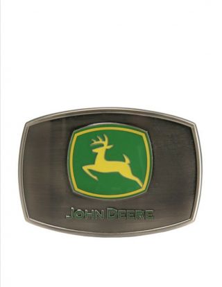 John Deere Nothing Runs Like Deere Antique Pewter Enamel Belt Buckle Lp14140