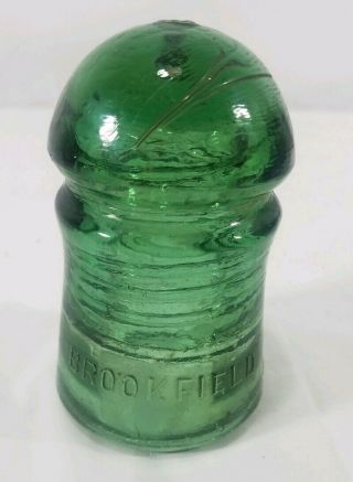 Vintage Green Glass Insulator,  Brookfield York