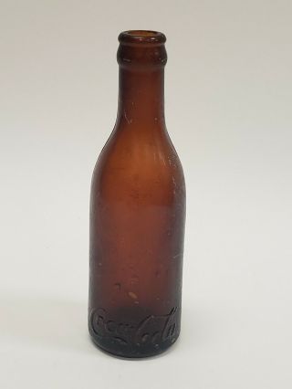 Vtg 1904 - 1905 Amber Script Coca - Cola Straight Sided Bottle - Fayetteville,  Nc