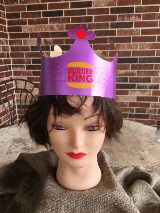 Nos Vintage 1977 Burger King Kids Meal Purple Foiled Paper Crown - Games On Back