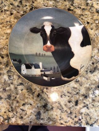 Lowell Herrero Holstein Cows Cow Country American Folk Art Plate