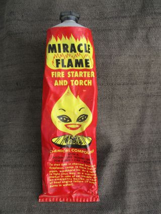 Old Vintage 1950s - 1960s ? Miracle Flame Fire Starter Tin Tube Liberal,  Kansas