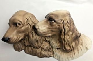 Rare Pair Bust Springer Spaniel Norcrest Hunting Dog Wall Figurine