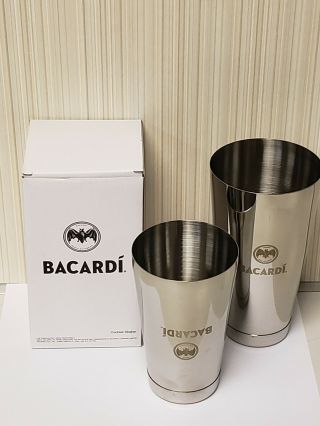 Bacardi Rum Stainless Steel Shaker/Cups with Bat Logo Cocktail Shaker 3