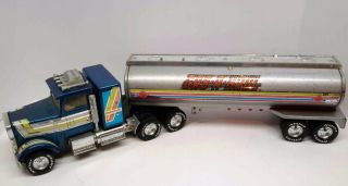 Vintage Nylint Pressed Steel Semi Truck Gas - A - Haul Tanker Trailer Freightliner