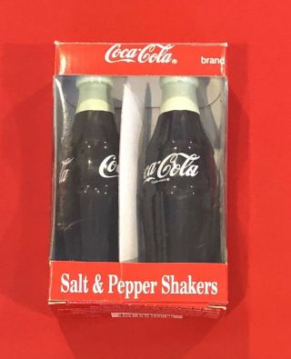 Vintage Ceramic Coca Cola Salt & Pepper Shaker Bottle Set 1996