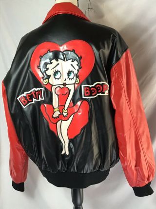 Betty Boop Leather Jacket Authentic Black Red Collectable Size Xl