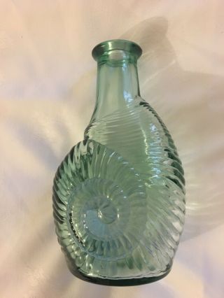 Light Green Sage Glass Bottle/decanter Swirl Like Snail Emblem Made Canada Euc