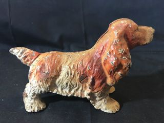 Old Vtg Cast Iron Brownish Cocker Spaniel Dog Canine Animal Coin Piggy Bank