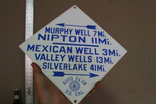 Mexcan Well Nipton California Porcelain Metal Sign Gas Oil Route Car Truck
