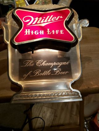 Vintage Miller High Life 1950’s 3 Bottle Bucket Lighted Sign Model F - 1031 2