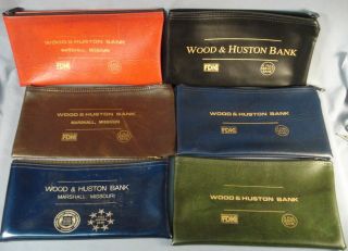 6 Different Bank Bags.  Wood & Huston Bank,  Marshall Saline Co. ,  Mo.