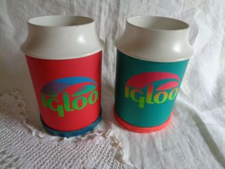 2 Vintage Igloo Cooler Foam Beer Koozies Pop Soda Can