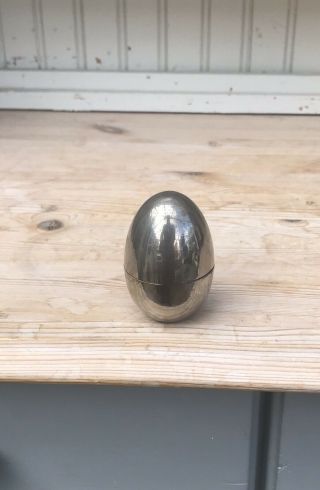 Vintage 1910 - 1930 Metal Novelty Egg Shaped Nesting Shot Glass Holder & 4 Glasses