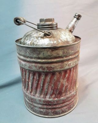 Vintage Delphos Galvanized Metal 1 Gallon Gas Can Hand Made W Cap