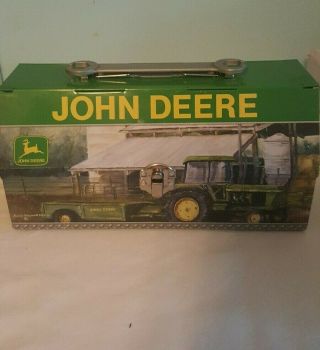 John Deere Tin Lunch Box With Wrench Handle - Tin Box Company