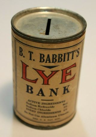 Vintage B.  T.  Babbitt Lye Bank,  for Your Daily Savings or old Safety Razor Blades 4