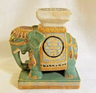Vintage Ceramic Elephant Asian Hand Painted Figure Statue