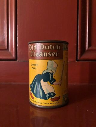 Early Old Dutch Cleanser Tin Litho Advertising Still Coin Bank
