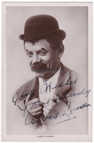 Music Hall.  Stage Actor,  Comedian Albert Burdon.  Signed Postcard