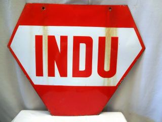 Vintage Porcelain Enamel Sign Of Indu Camera Roll Double Sided Collectibles Old
