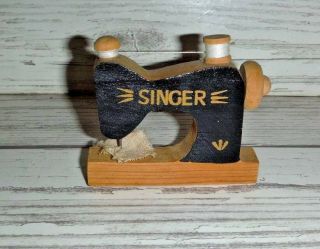 Vintage Mini Wooden Singer Sewing Machine Advertising