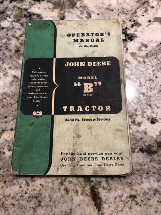 John Deere Model B Tractor Om - R2005r