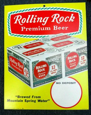 1969 Rolling Rock Premium Beer 12 7 - Oz Bottles 13.  5 X 11 " Store Sign Latrobe Pa