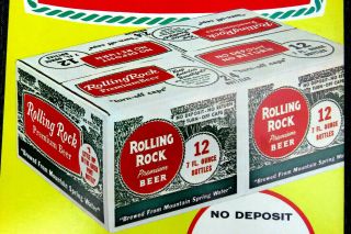 1969 Rolling Rock Premium Beer 12 7 - oz Bottles 13.  5 X 11 
