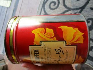 RARE VINTAGE FOLGERS COFFEE CAN 2 lb POUND 1931 EMPTY TIN CLIPPER SHIP FLOWERS 5