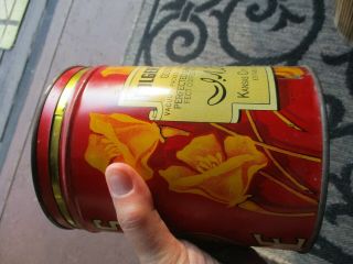 RARE VINTAGE FOLGERS COFFEE CAN 2 lb POUND 1931 EMPTY TIN CLIPPER SHIP FLOWERS 6