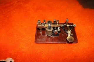 Antique J.  H.  Bunnell Telegraph Key And Sounder Combo On Engraved Wood Base