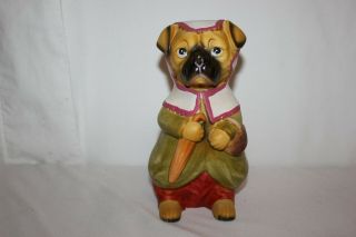 Vintage Boston Terrier Pug Boxer Dog Bank Ceramic Bisque English Anthromorphic