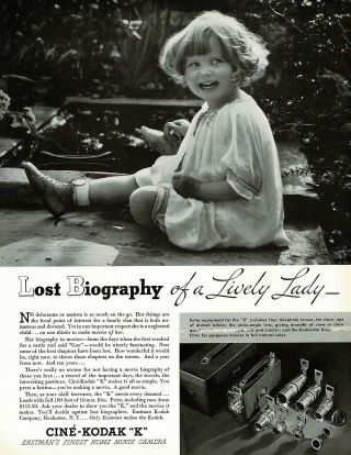 1930s Big Vintage Cine Kodak K Movie Camera Little Girl Photo Print Ad