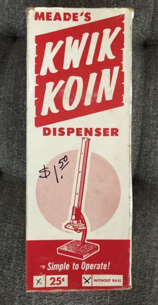 Vintage Kwik Koin $0.  25 Dispenser W/original Box
