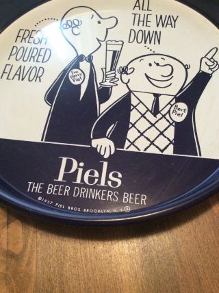 Vtg 1957 - Piels Light Beer - Bert and Harry Piel - Beer Serving Tray 13 
