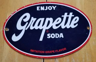 Vintage Old Grapette Soda Porcelain Sign Gas Station Oil Can Lubester
