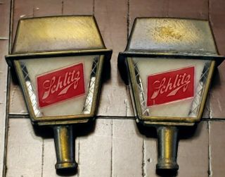 2x Vintage Schlitz beer tap handle 1964,  lucite & brass Milwaukee Wisconsin 2