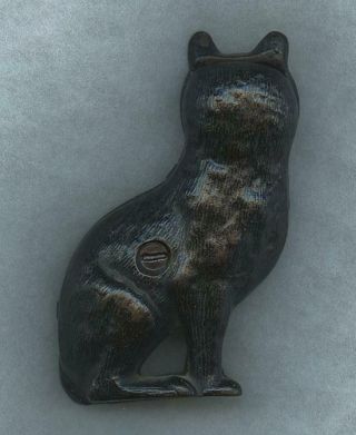 18 - 1900’s SMALL FIGURAL CAST IRON BLACK CAT STILL BANK - PAINT & DETAIL 2