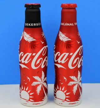 Full 2019 Summer Palm & Sun Aluminum Coca Cola & Zero 2 Bottle Set Coke Turkey