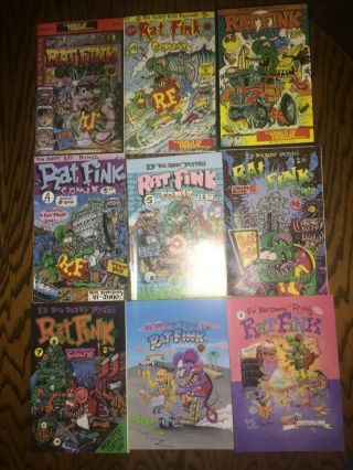 Complete Set Of 9 " Big Daddy Roth Rat Fink Comics ".