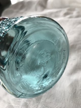 Vintage Lustre Aqua Glass Pint Fruit Jar Bail & Glass Lid,  R.  E.  Tongue Phila (P1 3