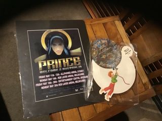 Prince Rare Shape Picture Disc 45 Paisley Park & Oz Mounted Concert Poster